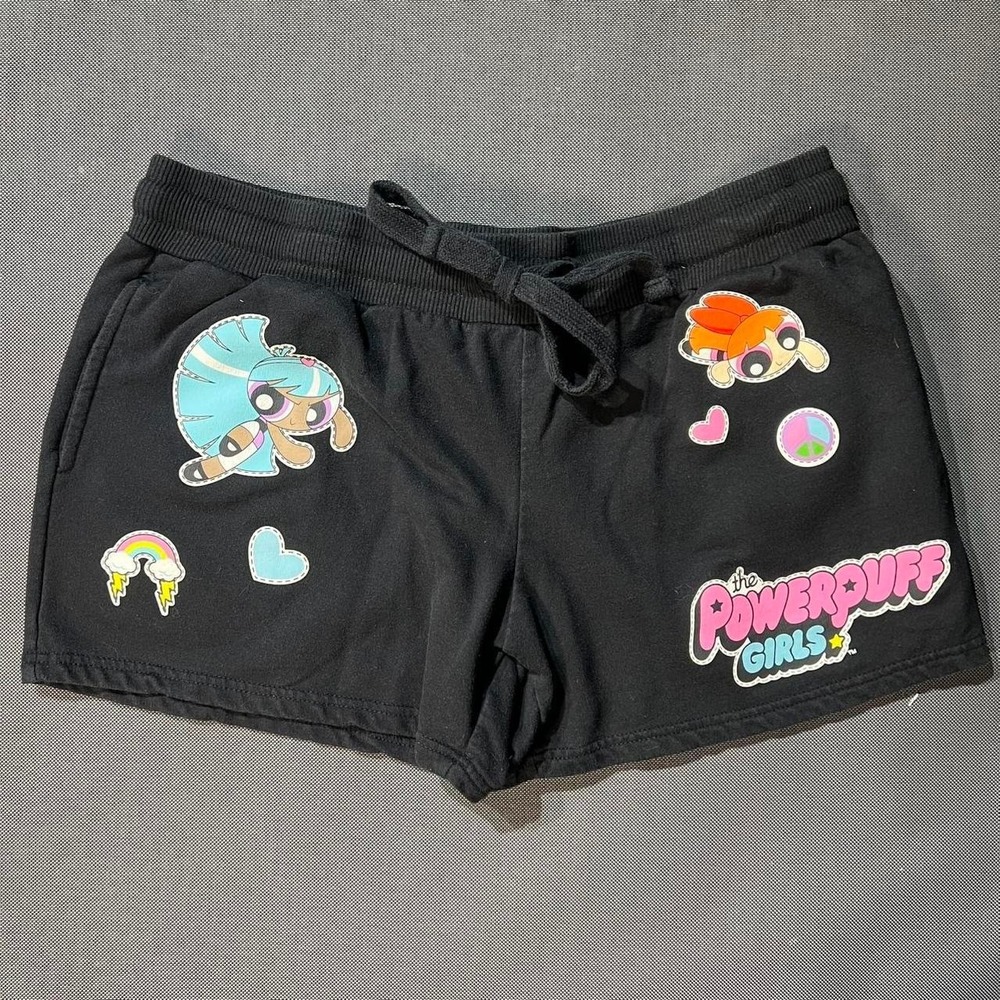 Powerpuff Girls graphic shorts Womens Black Retro Cartoon Network Size XL